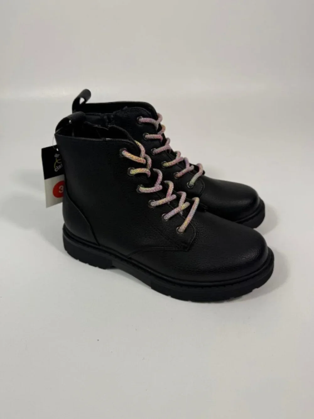 Girls' Zoe Zipper Lace-up Combat Boots - Art Class Black 3